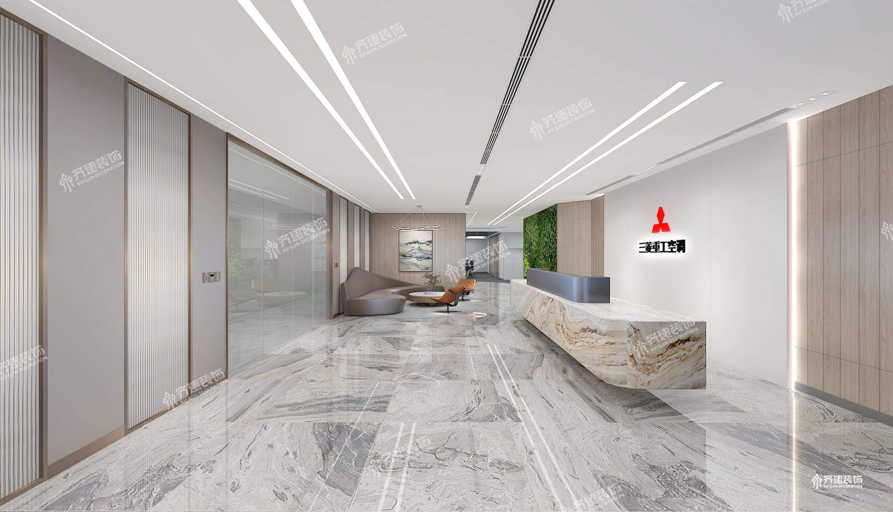 上海三菱重工空調辦公室前臺裝修設計