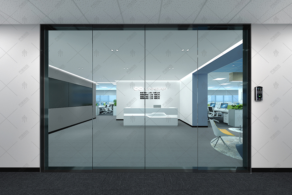 上海菱感電子辦公室前廳裝修設(shè)計(jì)效果圖